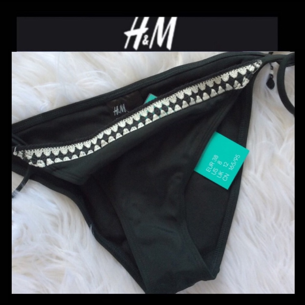 NWT H&M Embroidered String Bikini Bottoms